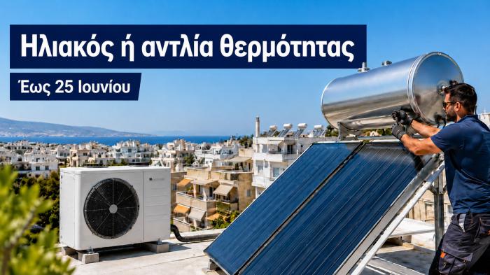 Voucher για ηλιακό ή αντλία θερμότητας: Τι πρέπει να κάνεις έως 25 Ιου Voucher για ηλιακό ή αντλία θερμότητας: Τι πρέπει να κάνεις έως 25 Ιουνίου
